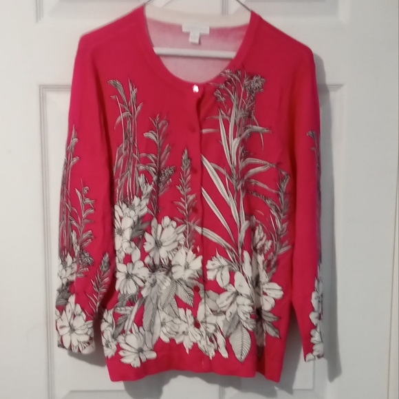 Charter Club Sweaters - Charter Club Fuchsia Floral Cardigan